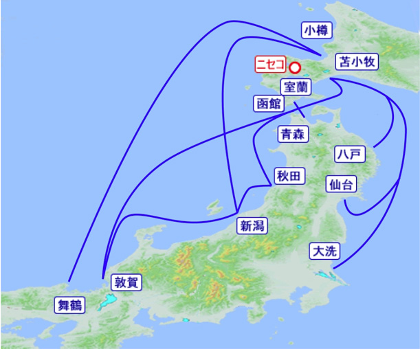 カーフェリーの経路