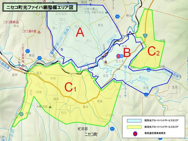 Optical fiber network maintenance area map